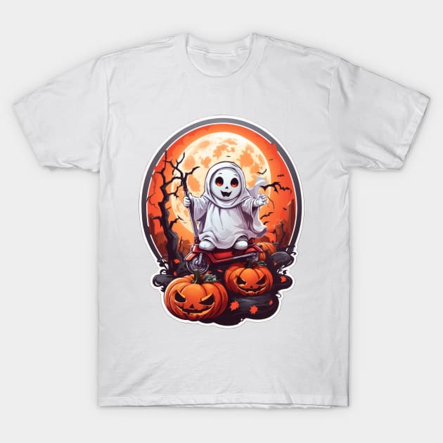 Cute Halloween Ghost T-Shirt by TooplesArt